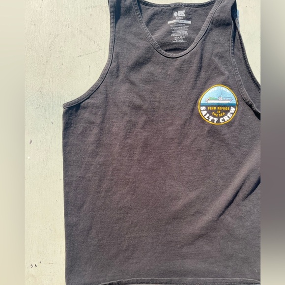 Women’s Salty Crew Tank Top Black Refuge Logo L Fishing Ocean Decks Adventure - Picture 5 of 13
